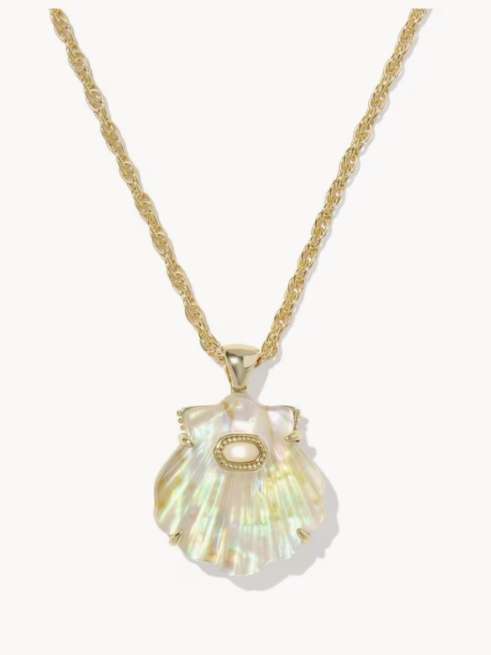 NEW Kendra Scott Lucia Shell Gold Short Pendant Necklace (Reversible)